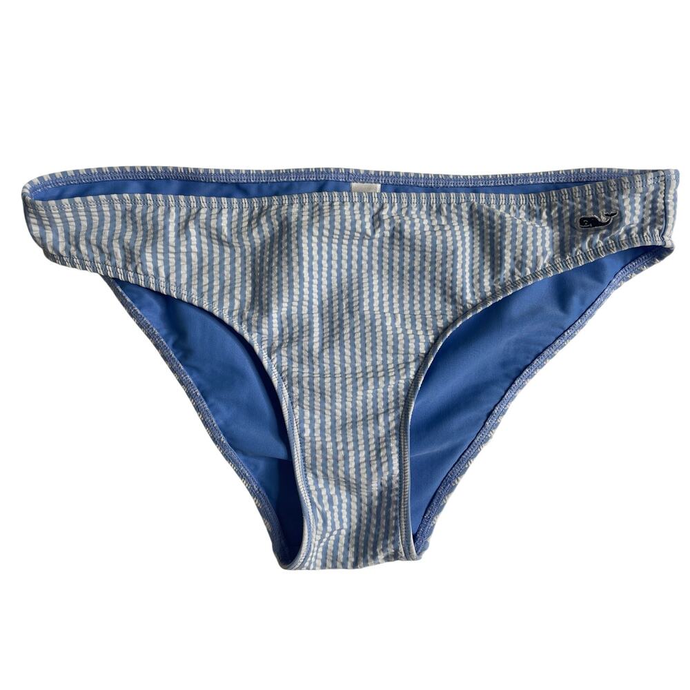 Vineyard Vines Seersucker Blue White Striped Bikini Bottoms Swim